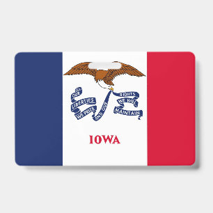 Namensschild mit Flagge des US-Bundesstaates Iowa Ausweis