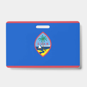 Namensschild mit Flagge von Guam, USA Ausweis