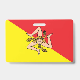 Namensschild mit Flagge von Sizilien, Italien Ausweis