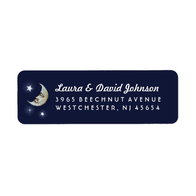 Namensschild "Navy Blue Gold & White Moon & Stars" (Vorne)