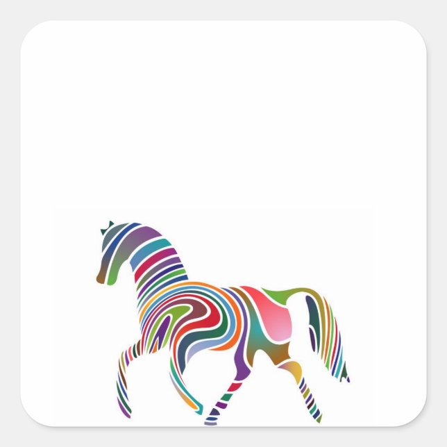 Namensschilder für Rainbow-Pferde Quadratischer Aufkleber (Vorderseite)