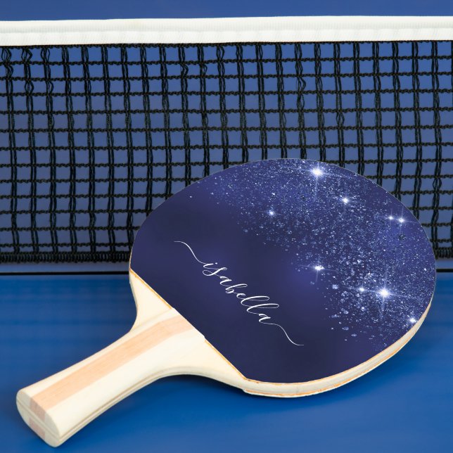 Namensskript für Navy Blue Glitzer Tischtennis Schläger (InSitu)