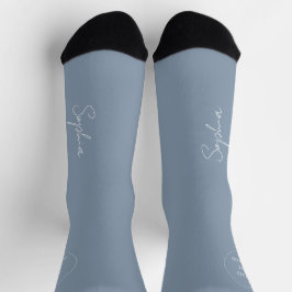 Namensskript personalisierte staubblaue Gastgesche Socken