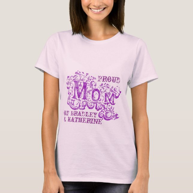 Namensspitze der Mama dekorative lila stolze T-Shirt (Vorderseite)