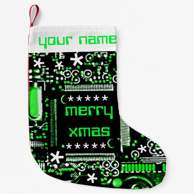 NamensStrumpf des Stromkreis-Grüns 2 Kleiner Weihnachtsstrumpf (Vorderseite)