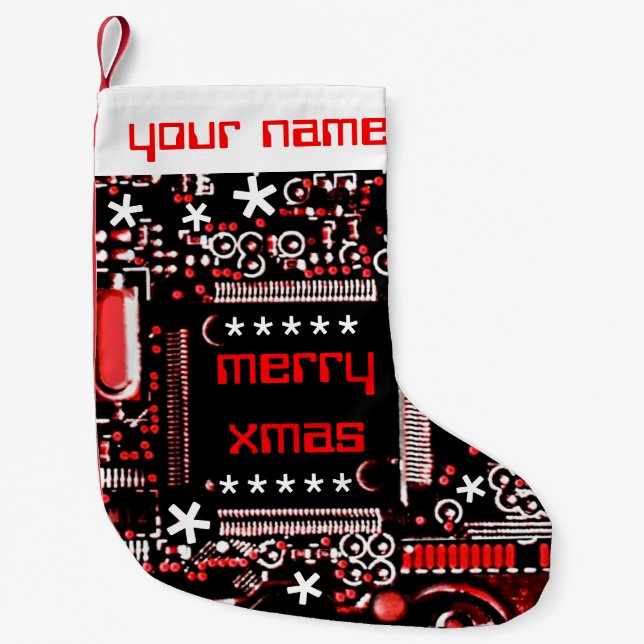 NamensStrumpf des Stromkreis-Rotes 2 Kleiner Weihnachtsstrumpf (Vorderseite)