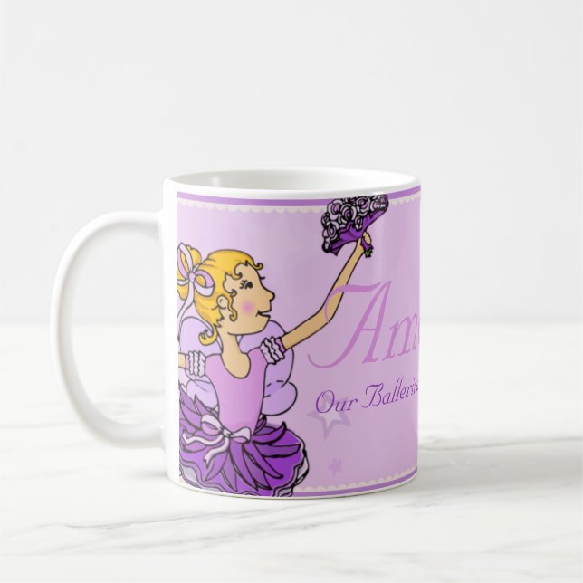 NamensTasse der lila und goldenen Mädchen der Kaffeetasse (Links)