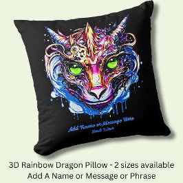 Namenstext hinzufügen Blauer Rosa Fantasie Drachen Kissen