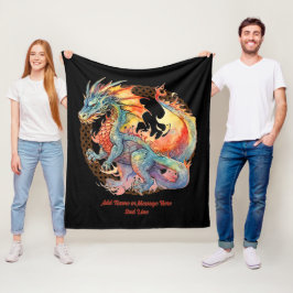 Namenstext hinzufügen, Branddrache am Regenbogen h Fleecedecke