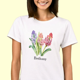 Namenstext, Hyazinthen-Blume, Pinks und Purzelbäum T-Shirt