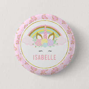 Namensumbau-Regenbogenunicorn-Party-Button Button