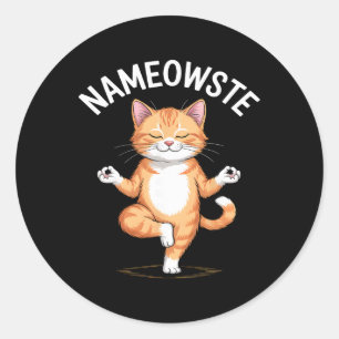 Nameowste Lustige Yoga-Katze meditierend  Runder Aufkleber