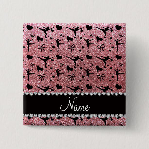 Namepastellrosa-Glitterzahl Skaten Button