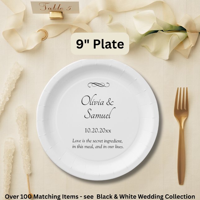 Names Date Message Black White Infinity Scroll, 9" Pappteller (Von Creator hochgeladen)