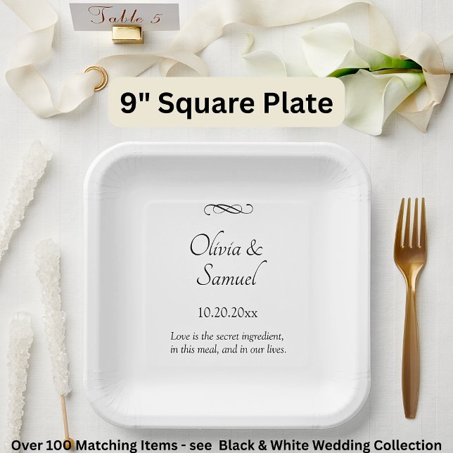 Names Date Message Black White Infinity Scroll, 9" Pappteller (Von Creator hochgeladen)