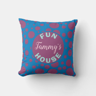 Name's Fun House Blue Lila Dots Bubbly Circles Kissen