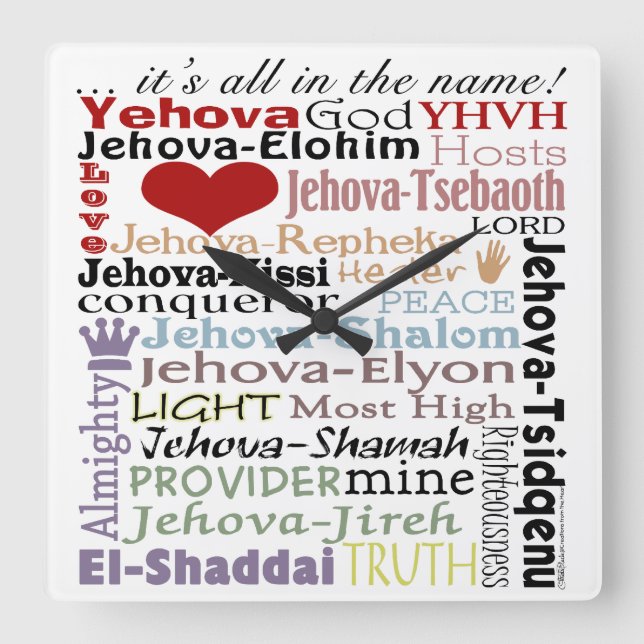 Names of God-Subway Art Quadratische Wanduhr (Vorderseite)