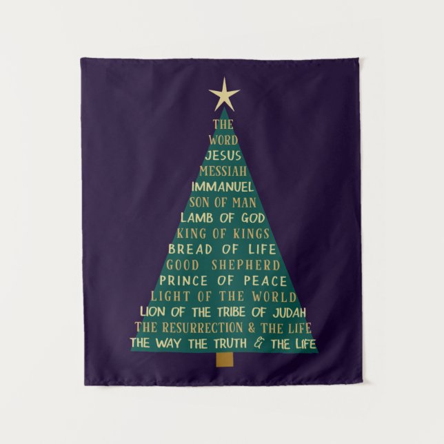 Names of Jesus Christmas Tree Wandteppich (Vorderseite)