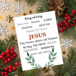 Names of Jesus Typography Christmas Greeting Card Feiertagskarte