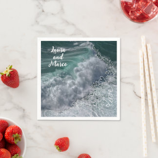 Names, sea and love photo and doodle serviette