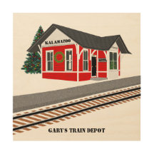Name's Train Depot City Weihnachtswald-Zeichen