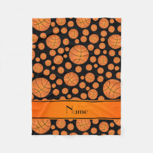Namespaßschwarzbasketball-Orangenstreifen Fleecedecke
