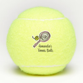 Nametennisbälle mit niedlichem Schlägerentwurf Tennisbälle