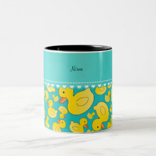 Nametürkis rubberducks Herzstreifen Zweifarbige Tasse