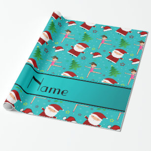 Nametürkis-Weihnachtsgymnastik Sankt Geschenkpapier