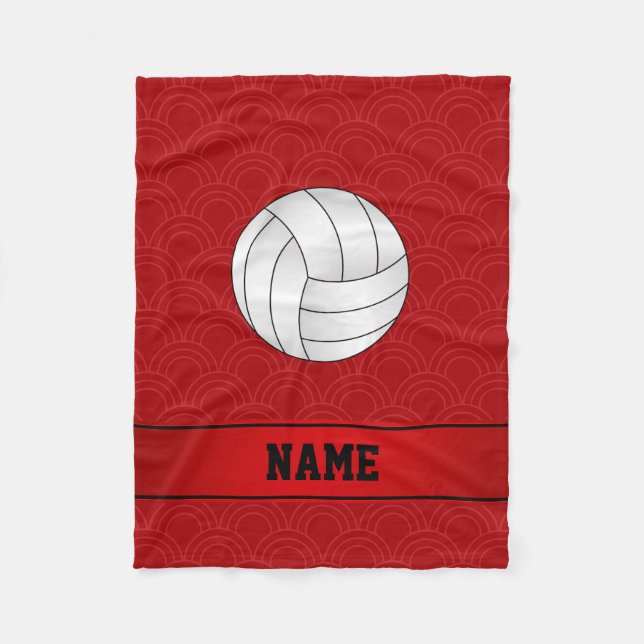 Namevolleyballschwarz-Rothalbkreise Fleecedecke (Vorderseite)
