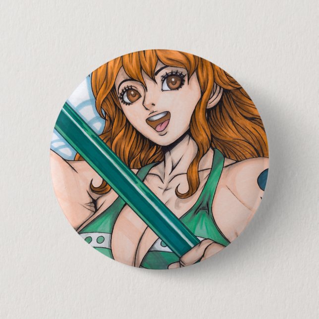 Nami ~ Katzen Einbrecherin Button (Vorderseite)