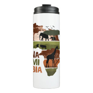 Namibia Africa Sunset Continental Nature Wild Life Thermosbecher
