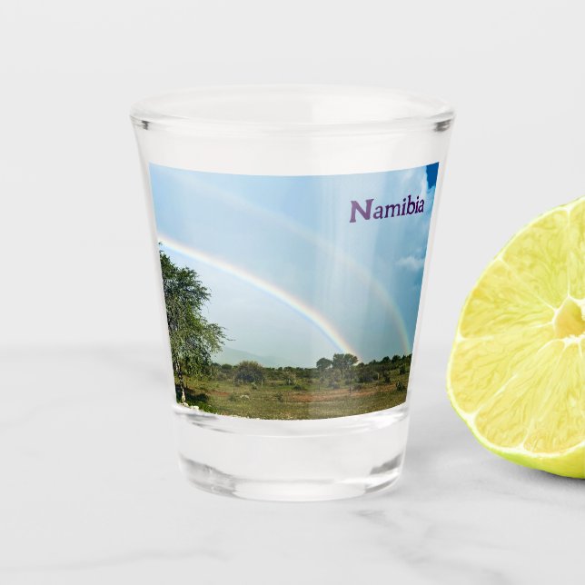 Namibia Double Rainbow Schnapsglas (Vorderseite)