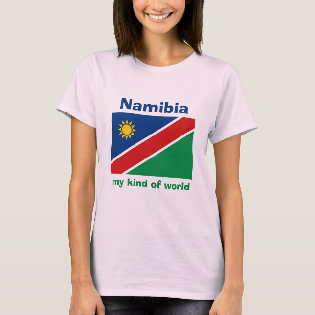 Namibia Flagge + Karte + Text T-Shirt (Vorderseite)
