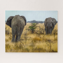 Namibia Jigsaw Puzzle - wilde Elefanten im Gras