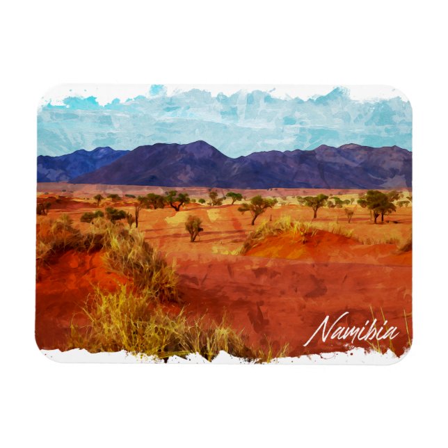 Namibia-Landschaft-Panorama-Aquarellmalerei Magnet (Horizontal)