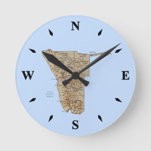 Namibia Map Clock Runde Wanduhr
