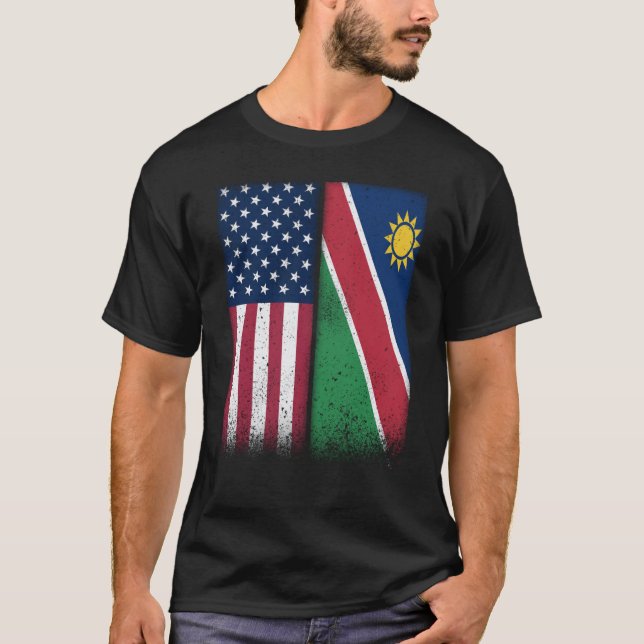 Namibia Namibian American Flags Proud USA Namibia T-Shirt (Vorderseite)