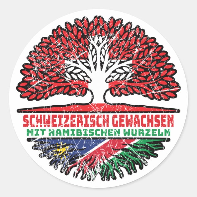 Namibia Namibisch Schweizer Schweiz Baum Wurzel Runder Aufkleber (Vorderseite)