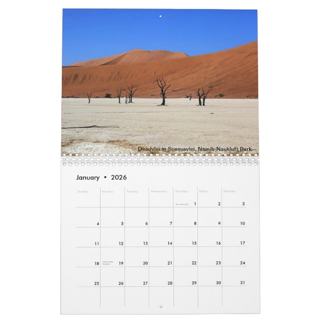 Namibier druckte Kalender (Jan 2026)
