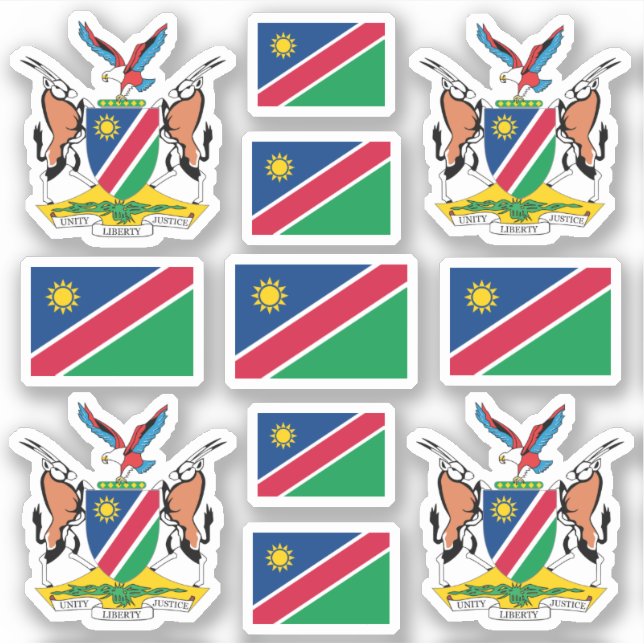 Namibische Staatssymbole/Wappen und Flagge Aufkleber (Vorderseite)