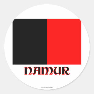 Namur-Flagge mit Namen Runder Aufkleber