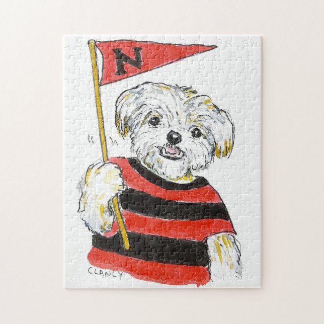Nan genießt das Jigsaw-Puzzle des Teams (Vertikal)