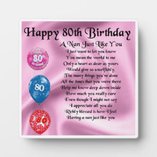 Nan Poem Plaque - 80th Birthday