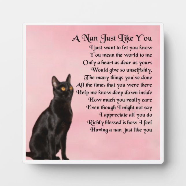 Nan Poem Plaque - Black Cat Design Fotoplatte (Vorderseite)