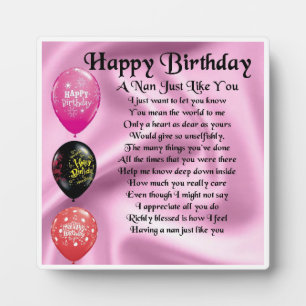 Nan Poem Plaque - Joyeux anniversaire