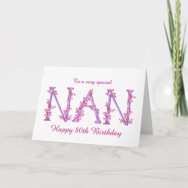 Nan Water Color Orchid benutzerdefinierte 80. Gebu Karte (Vorderseite)