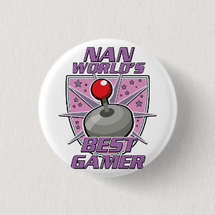 Nan World's best Gamer Retro-Logo Button