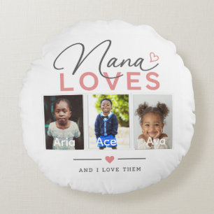 Nana aime Coussin personnalisé avec photo et noms