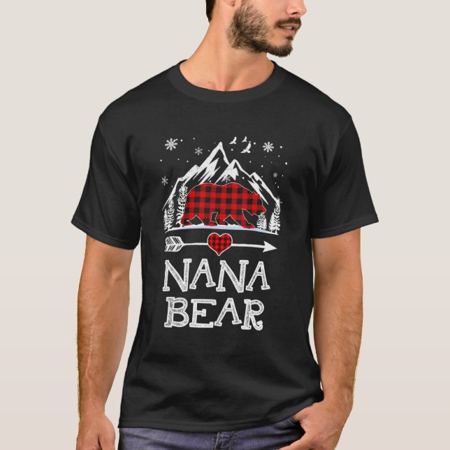 Nana Bear Christmas Pajama Roter Kariert Buffalo F T-Shirt (Vorderseite)